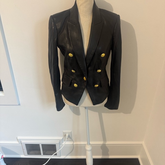 Veronica Beard Black Leather Blazer - Picture 3 of 14